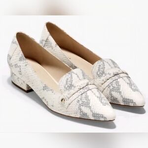 Cole Haan Mabel Skimmer Chalk Python Pointed Toe Loafer Flats Women 9B